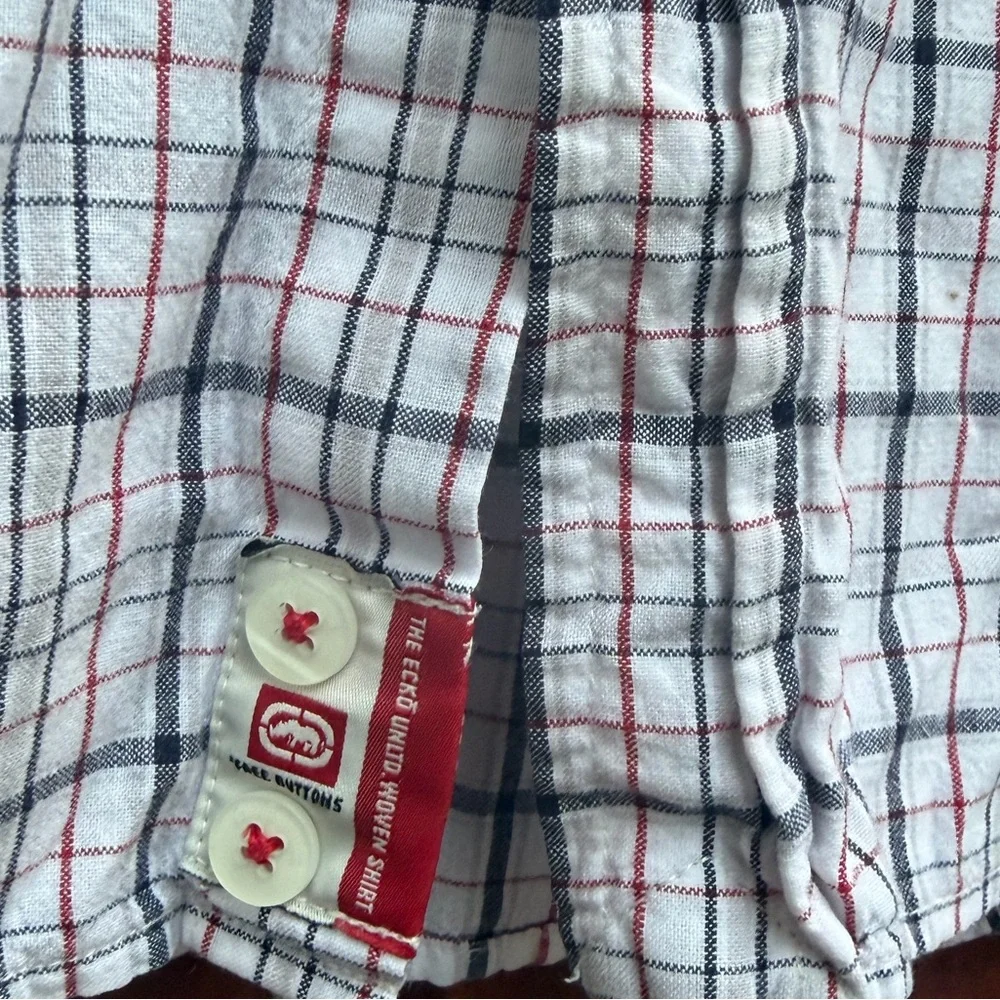 Ecko Unlimited The Dwyer Black Red White Plaid Button Up L The Woven Shirt M8